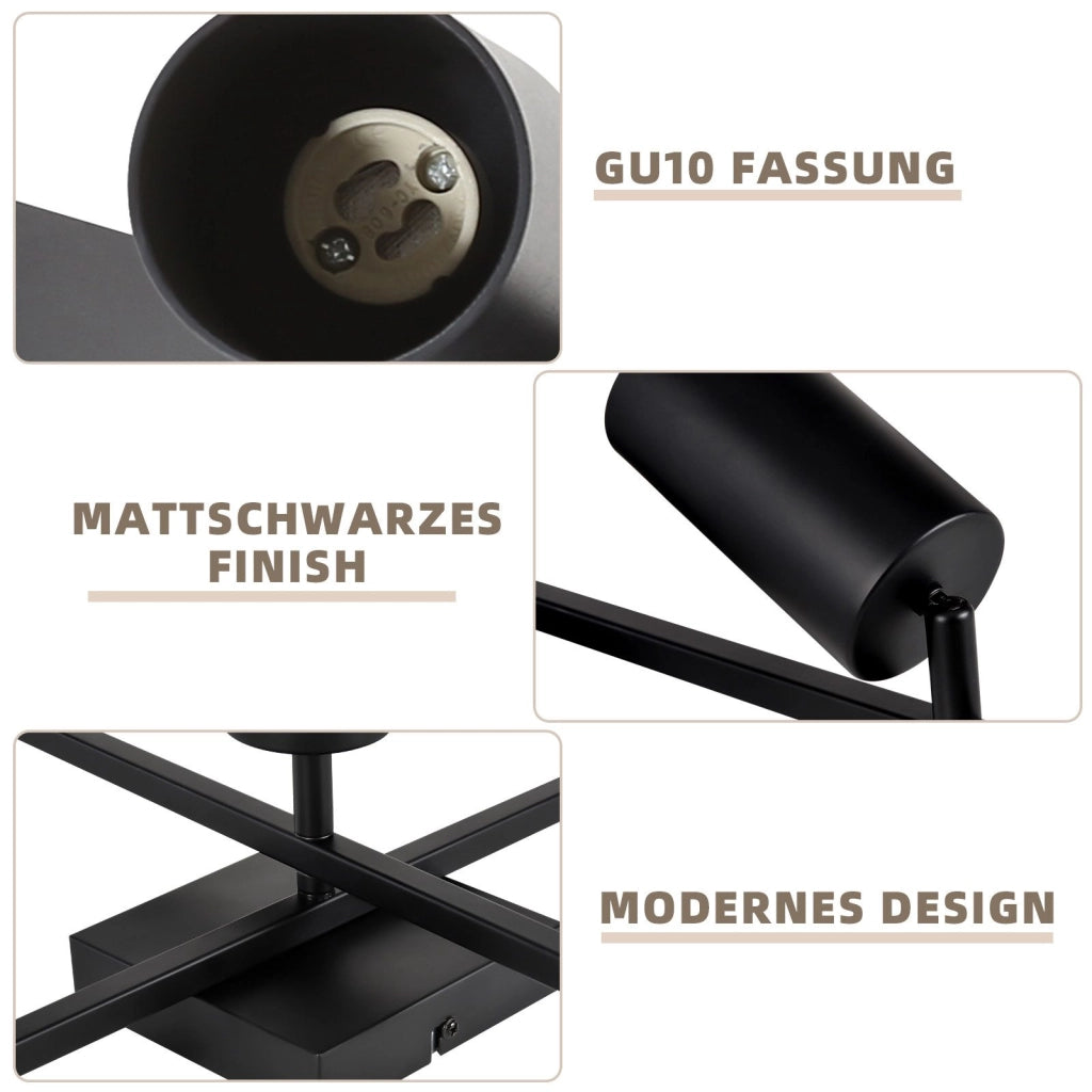 ZMH Faretto da soffitto 5 fiamme GU10 nero lampada da soffitto per camera da letto