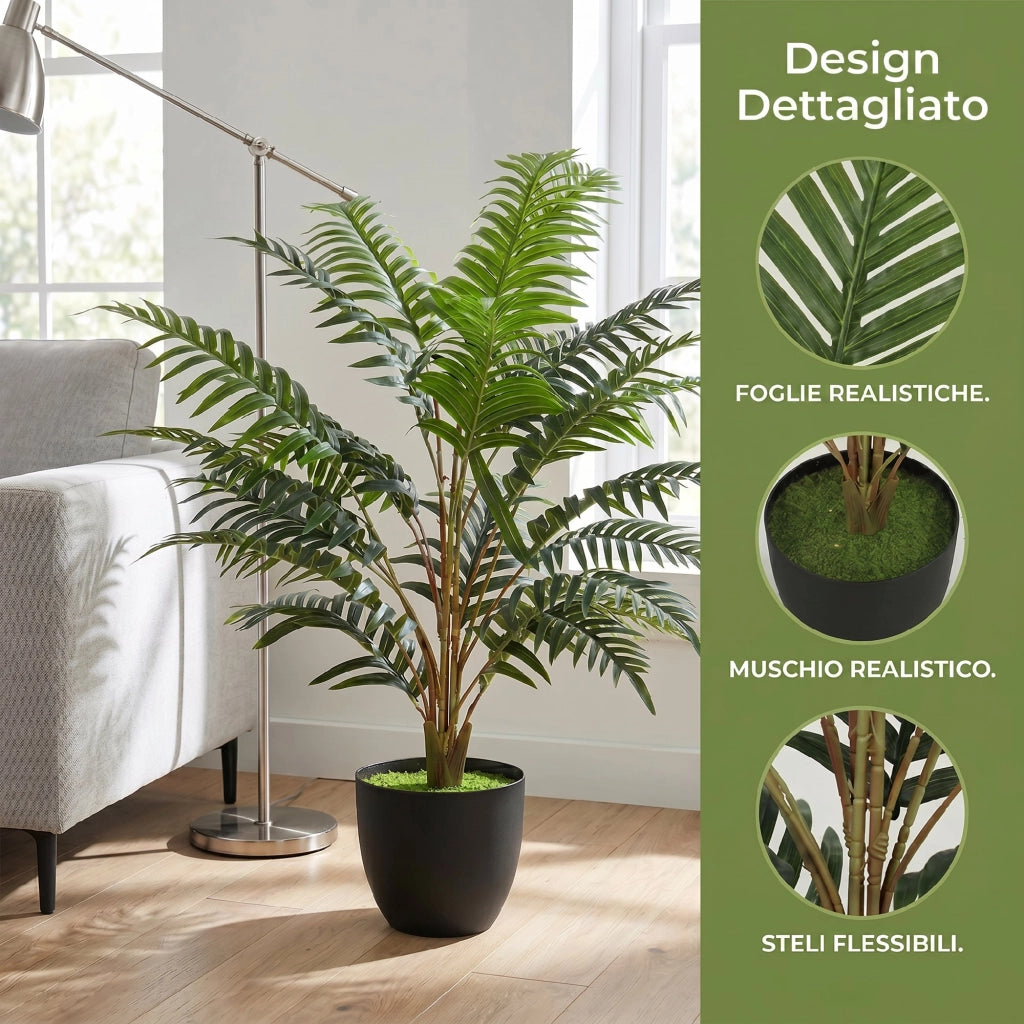 Pianta Artificiale Felce ¨C Minimal ¨C Verde, Vaso Nero, PEVA