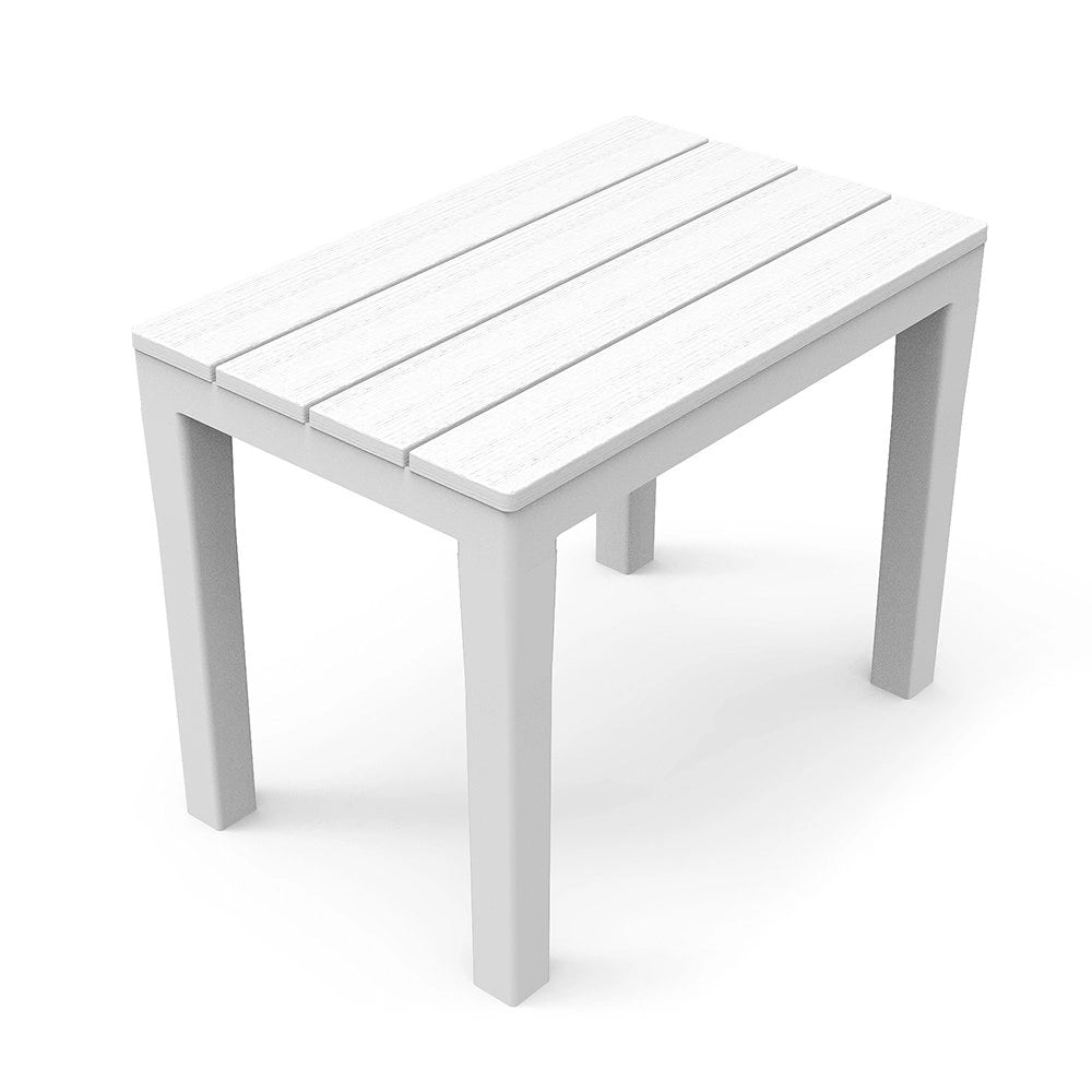 PANCHINA/TAVOLO DOPPIAFUNZIONE TIMOR IN POLIPROPILENE DA ESTERNO BIANCA 60 X 38 X 45 CM