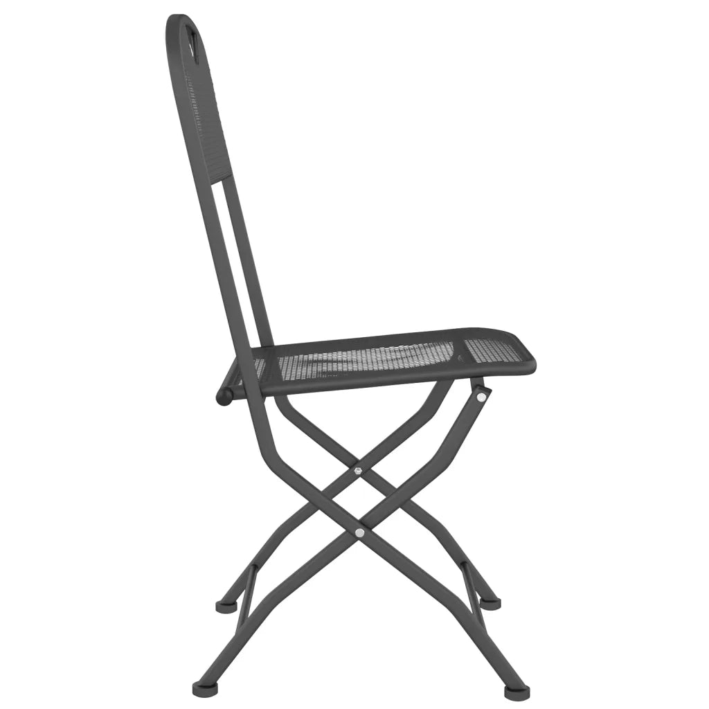 Set da Pranzo per Giardino 3pz | Set Salotto da Giardino Rete Metallica Espansa Antracite