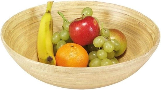 Scatola per frutta in legno - scatola per servire in bambù - diametro 250 mm - altezza 80 mm - colore naturale leggero