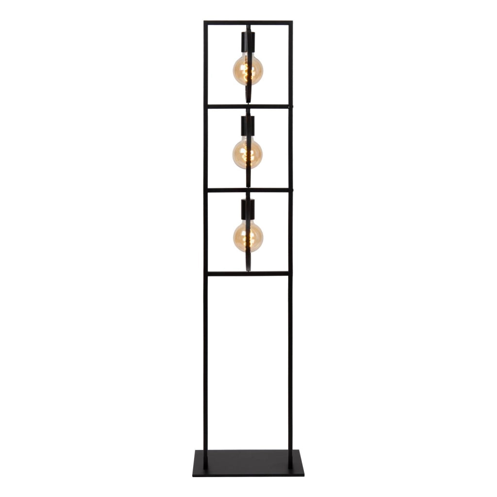Lampada da terra nera geometrica 3xE27 SUUS Lucide