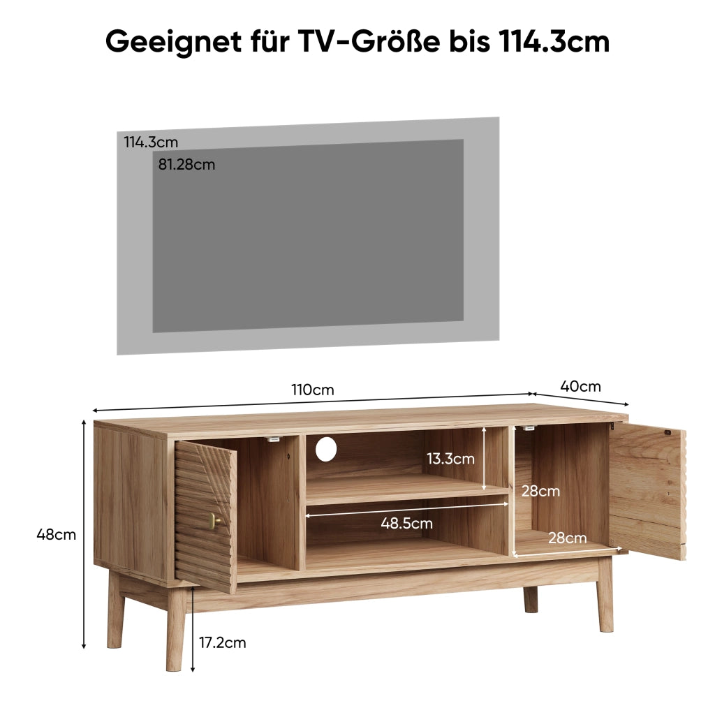 Cassettiera TV colore noce; in MDF; lunghezza 110 cm