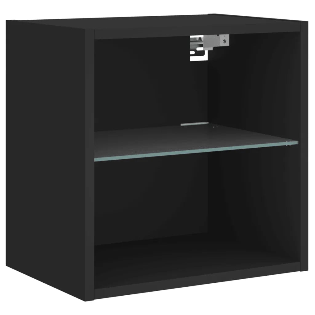 Comodino con Luci LED a Parete Nero 837066