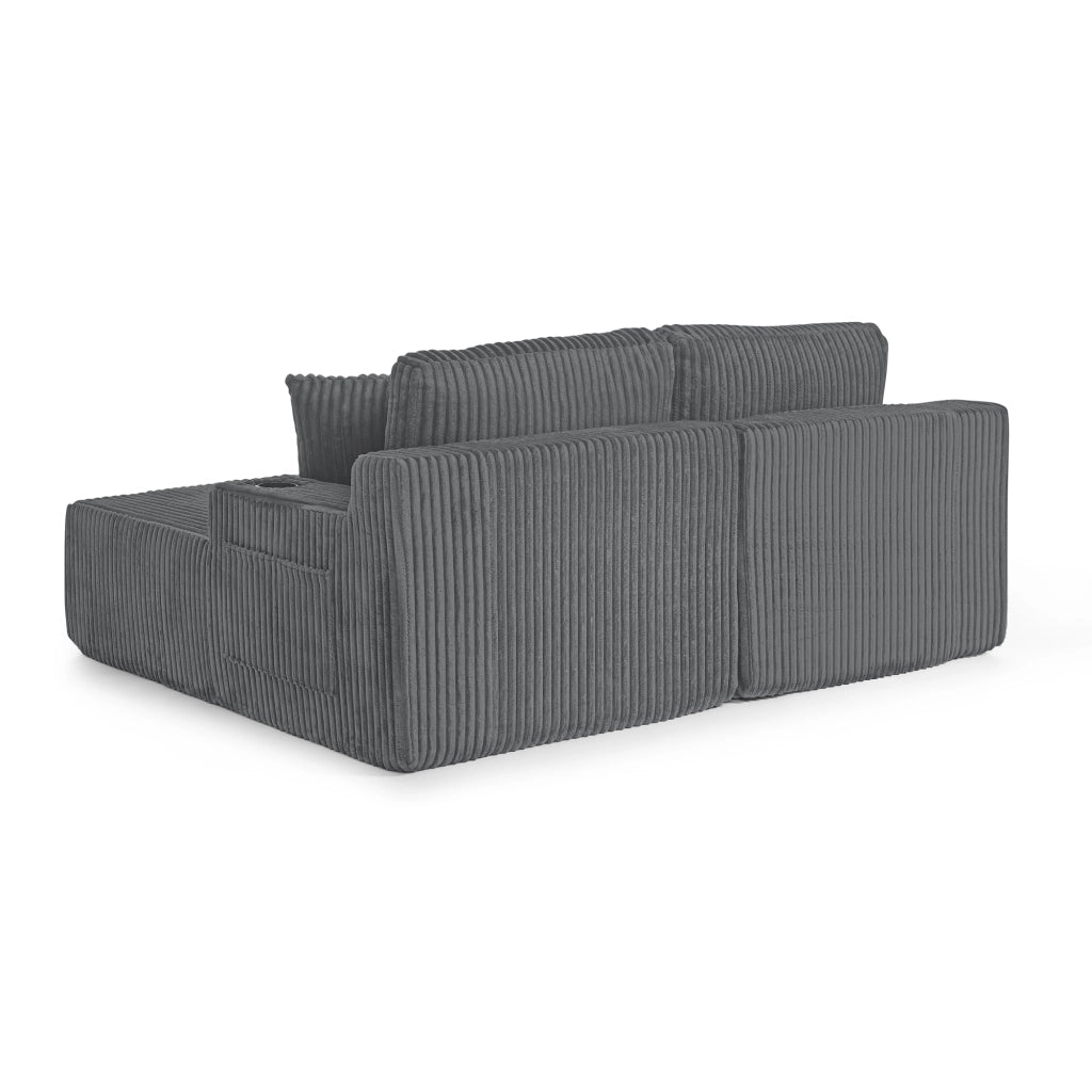 Divano Letto 2 Posti Relax ¨C MINIMAL ¨C Grigio, Velluto a Coste, con Cuscini