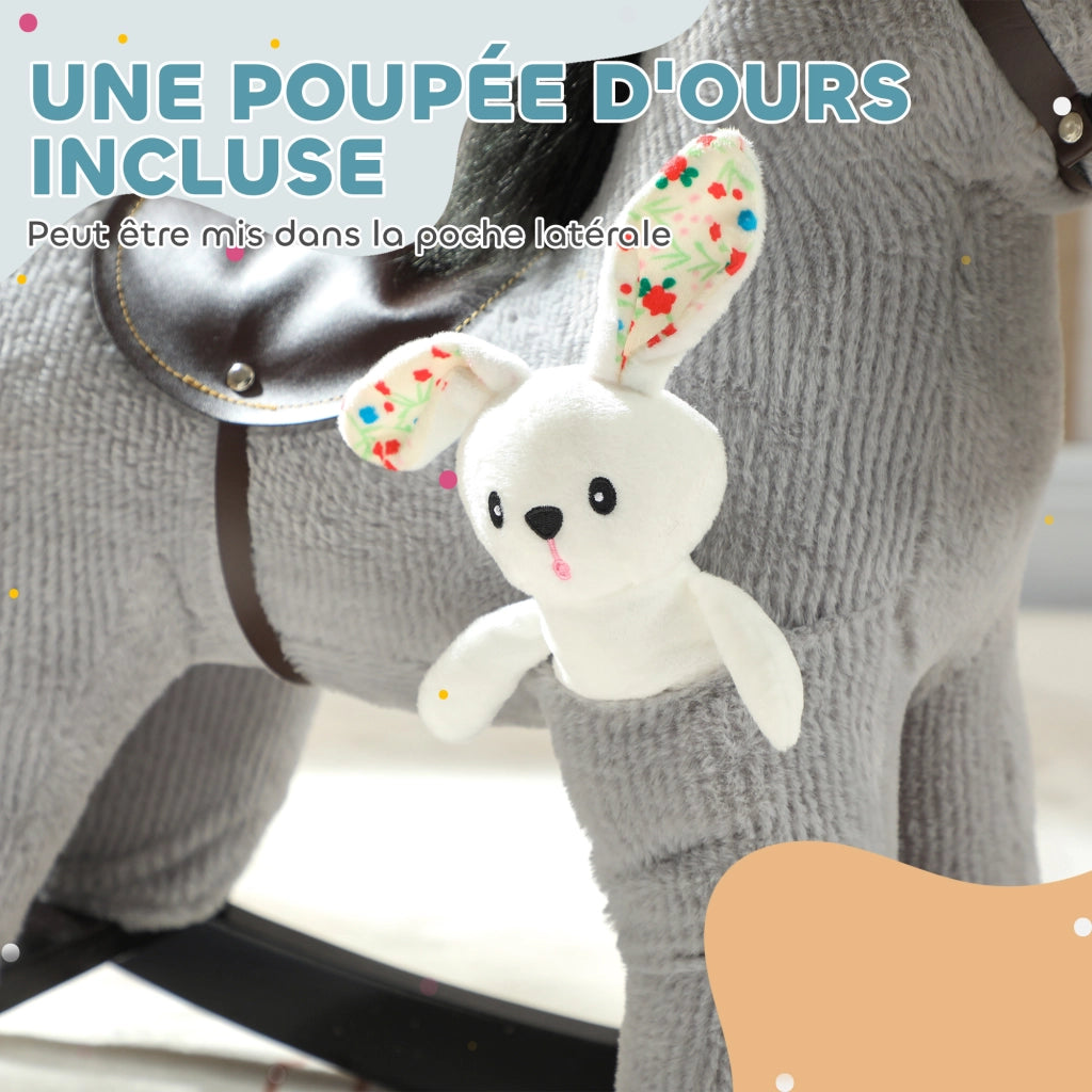 Cavallo a Dondolo per Bambini ¨C Minimal ¨C Grigio 71x26x55 cm