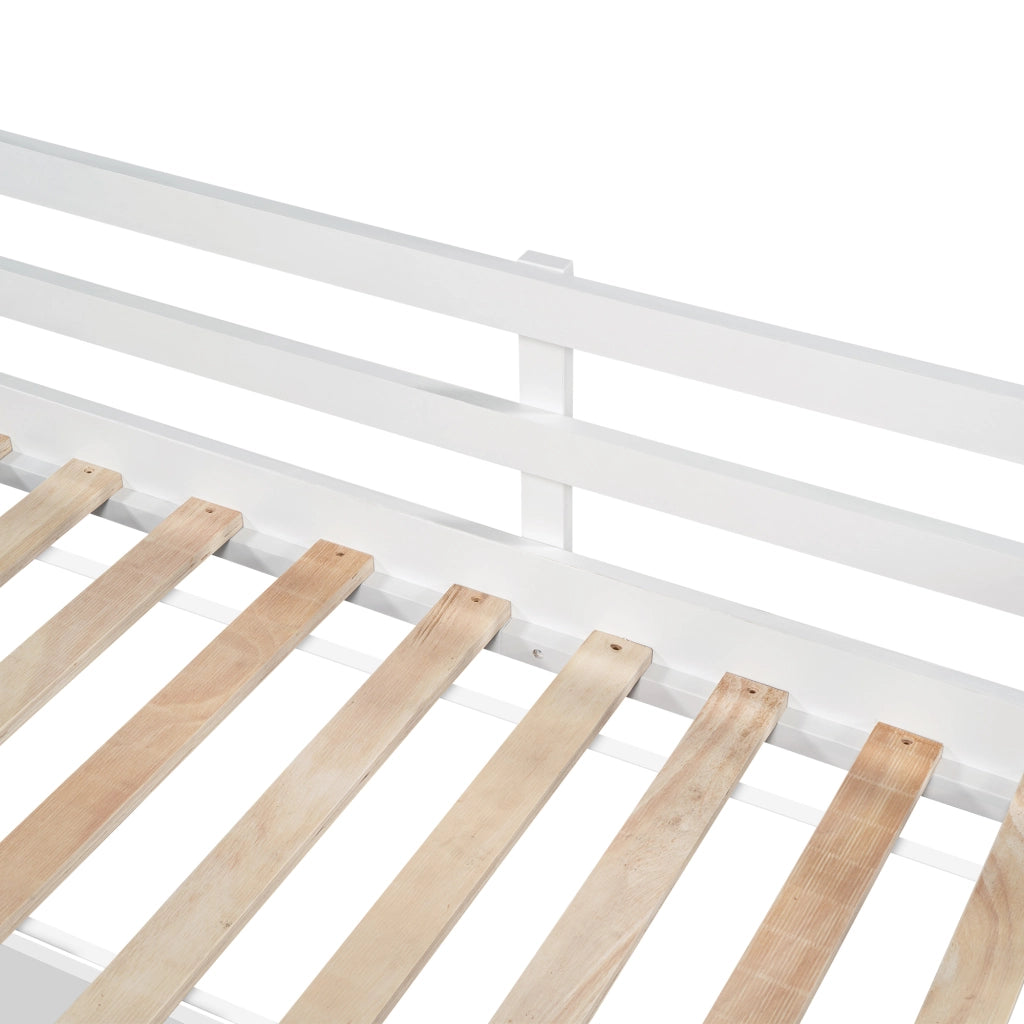 LETTO per bambini 90x200 cm bianco con lavagna, 2 cassetti e sponda di sicurezza