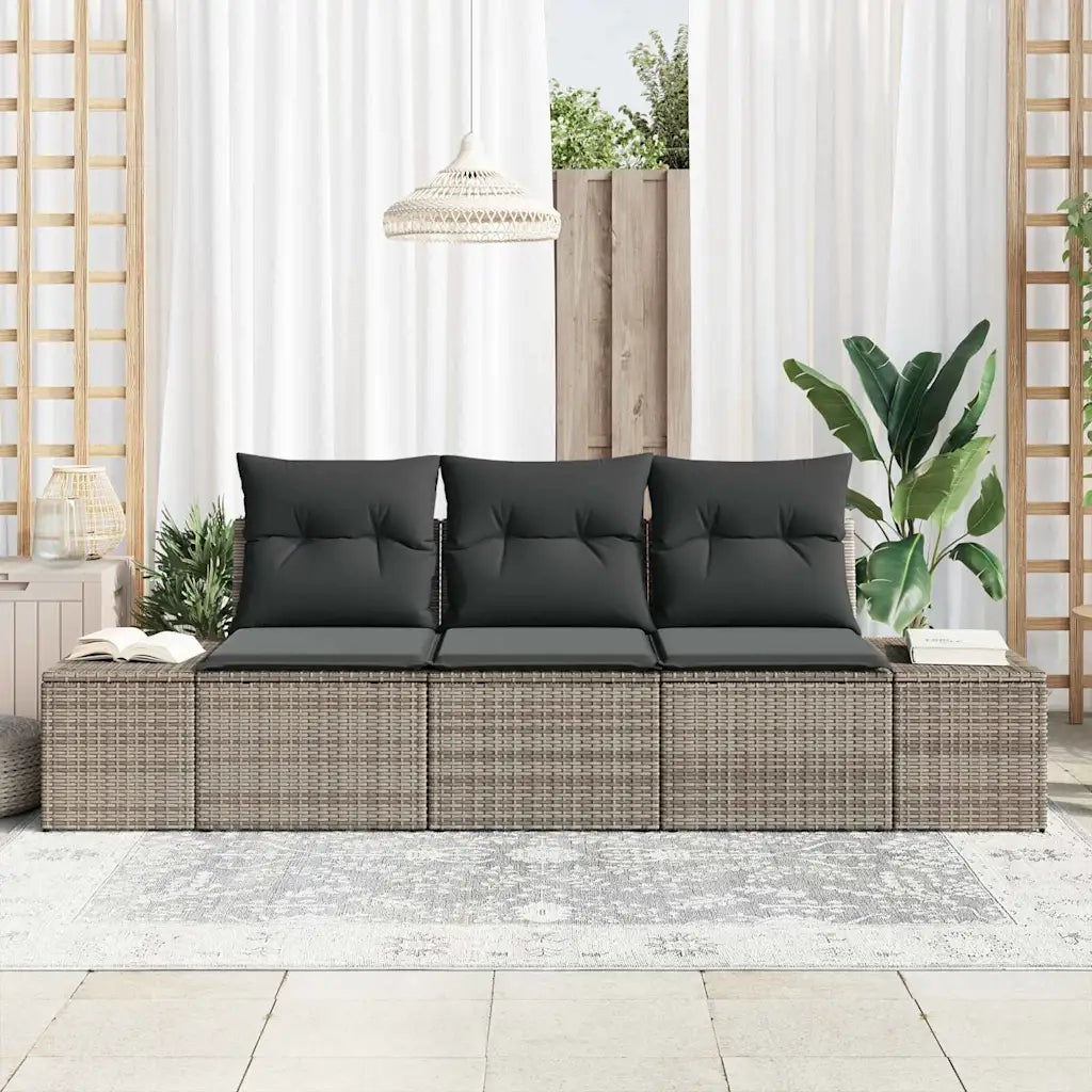 Set di divani con cuscino 3 pcs Grigio polyrattan 3346919