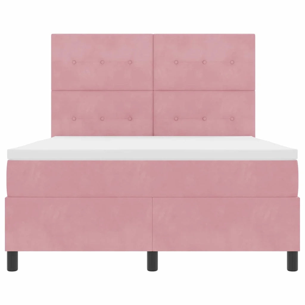 Letto a Sorgente LED con materasso Rosa 140 x 190 cm Velluto 3343315