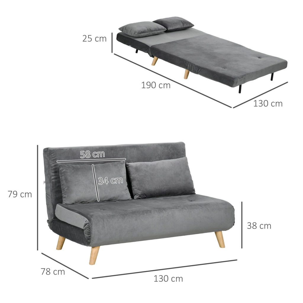 Divano letto ¨C Minimal ¨C grigio, velluto, 130x78x79 cm