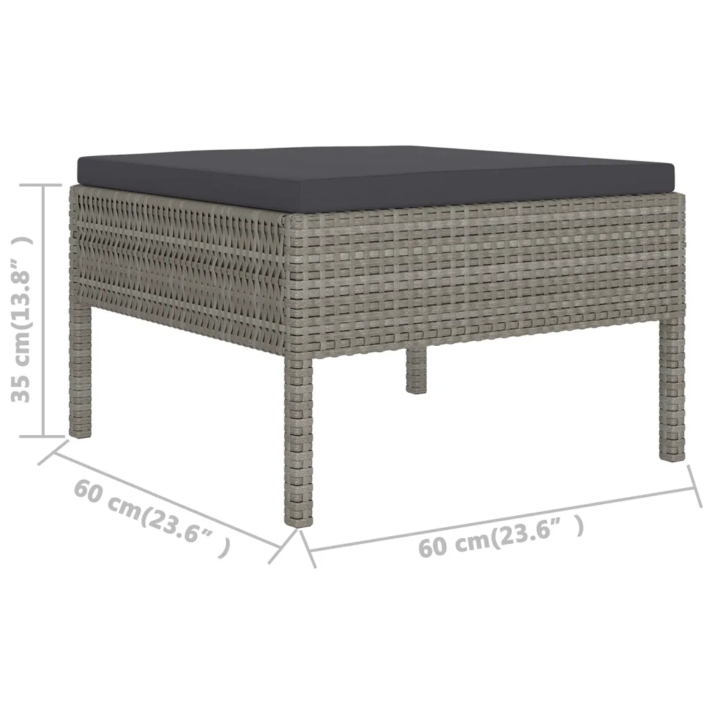 Set Divani da Giardino 8 pz con Cuscini in Polyrattan Grigio 3094422
