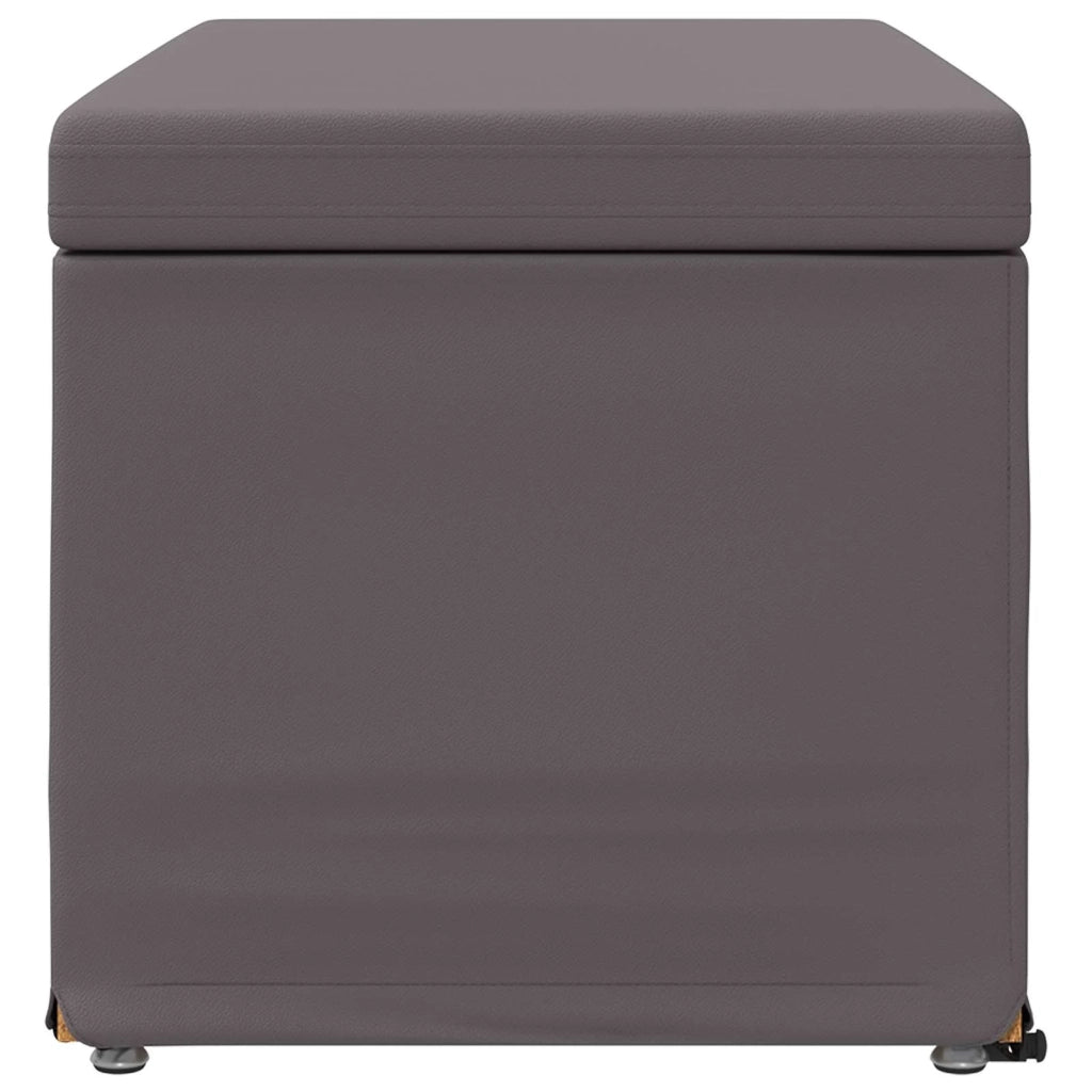 Pouf Grigio Pelle Sintetica e Legno Ingegnerizzato 876785