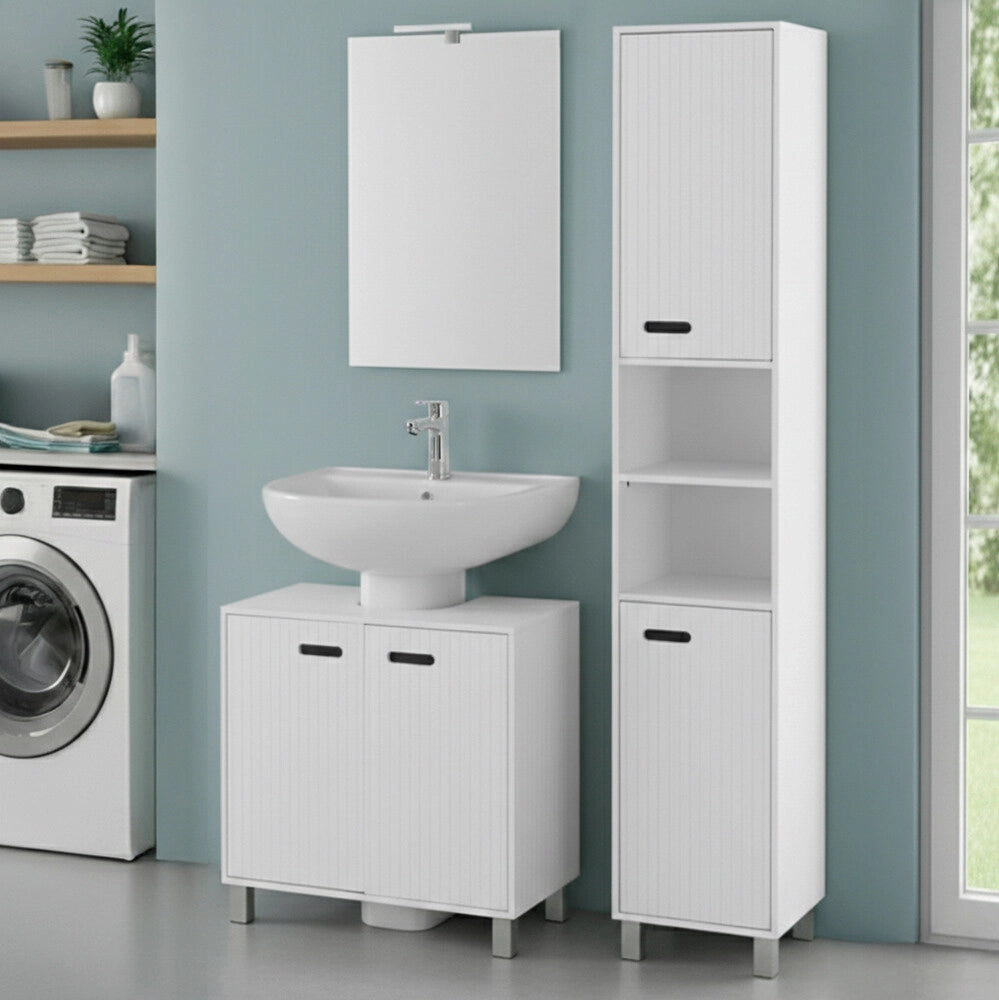 Set bagno con mobile sottolavabo 60 cm e colonna bianco Fast