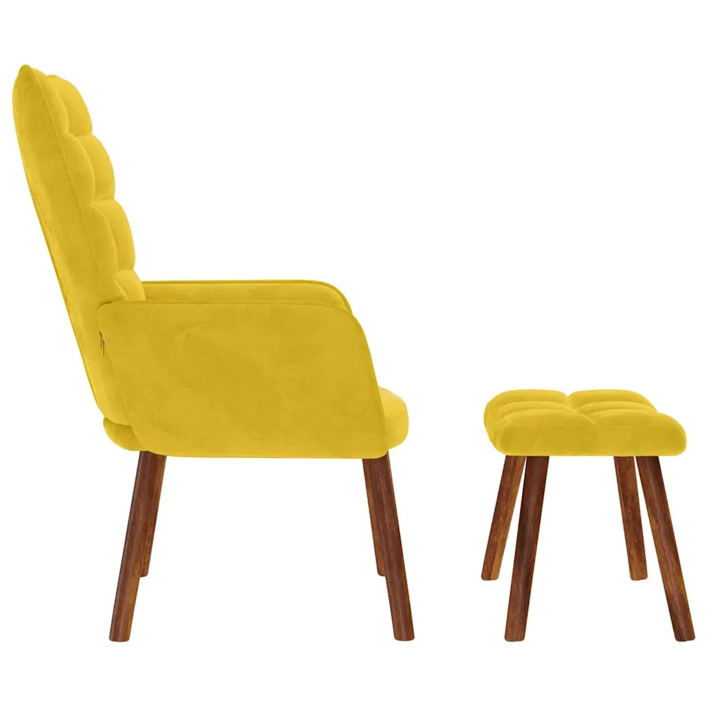 Poltrona Relax con Sgabello in Velluto Giallo 4016828