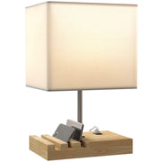 Comodino con Lampada e USB ¨C Minimal ¨C Legno Bianco 40x40x50