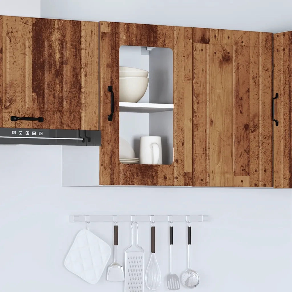 Pensile da Cucina con Porta in Vetro Lucca Legno Antico 853775