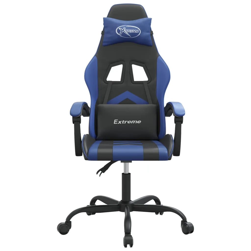Sedia da Gaming Girevole Nero e Blu in Similpelle 349591