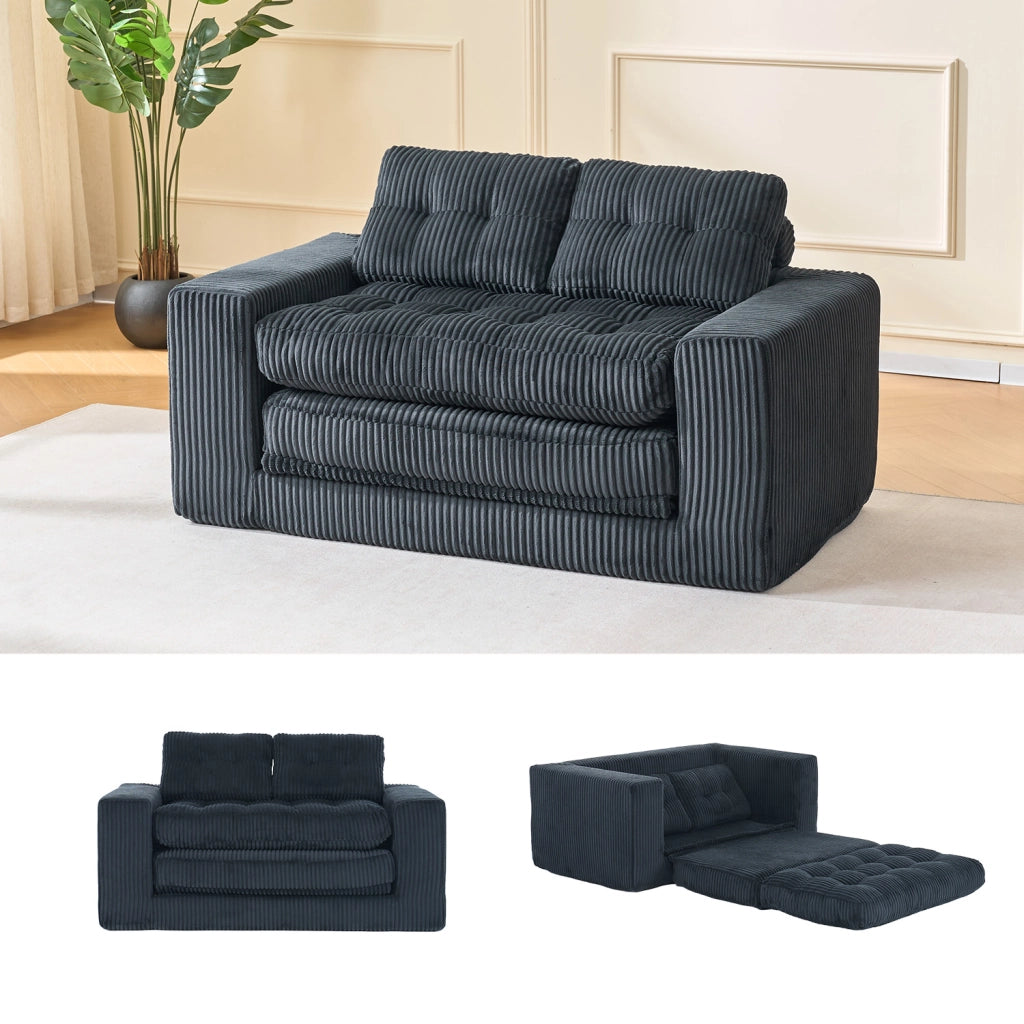 Divano Letto 2 Posti con Memory Foam ¨C Xylo ¨C Tessuto a Coste, Compatto