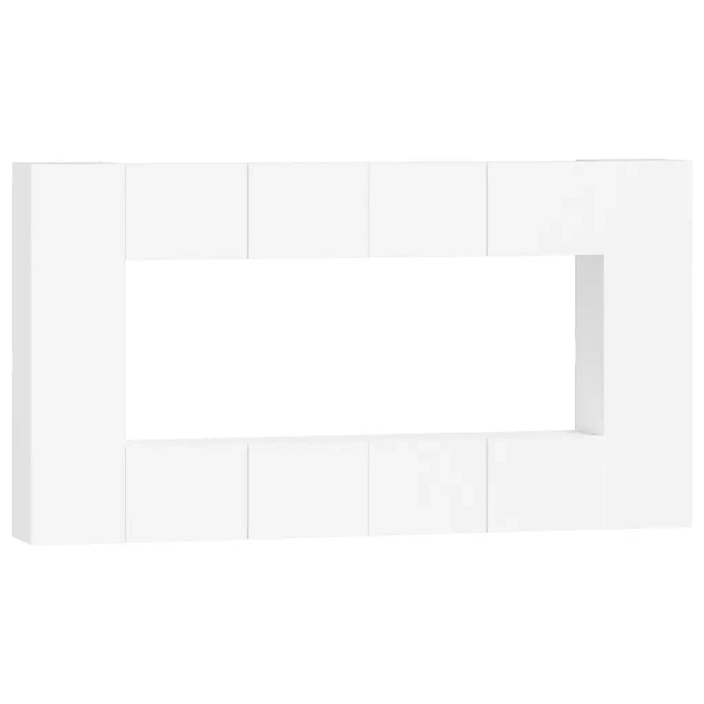 Set Mobili Porta TV 8pz Bianco in Legno Multistrato