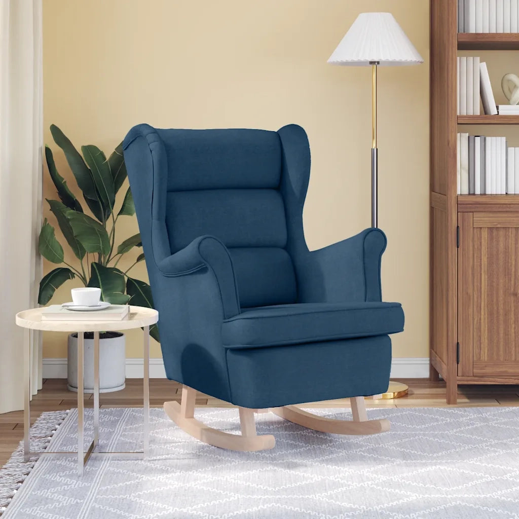 Poltrona | Sedia a Dondolo Blu 74x90x102 cm in Tessuto