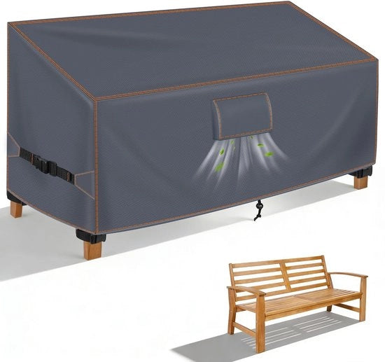 Tappeto per banco da giardino impermeabile - Protezione per banco da giardino - 3 gocce - Resistente ai raggi UV - Invernale - 420D tessuto Oxford - 163x70x63/86 cm - Copertura per banco da giardino