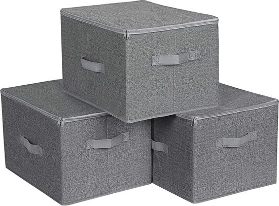 Set di contenitori opachi da 3 pezzi con coperchio - Ideali per abbigliamento e accessori - Grigio