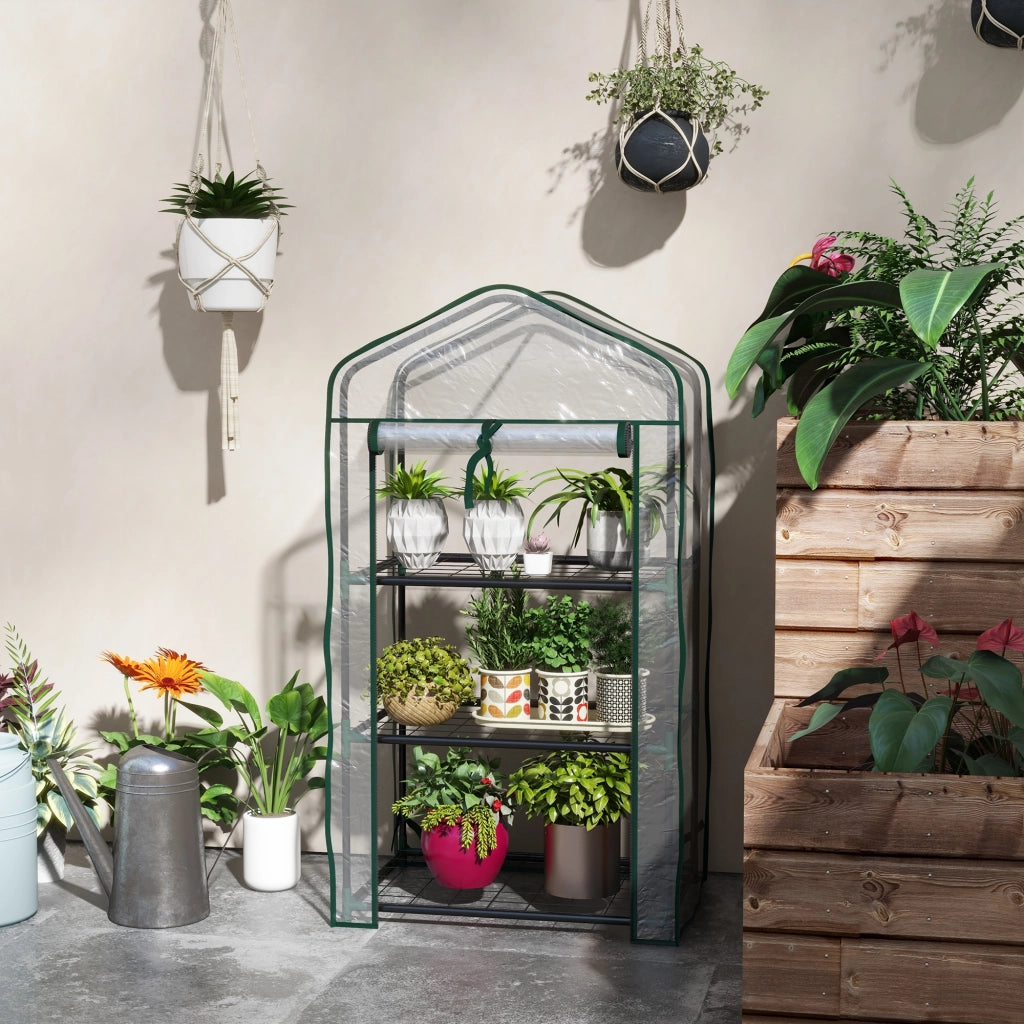 Serra da Giardino a 3 Livelli ¨C Minimal ¨C Verde Trasparente 59x39x127 cm