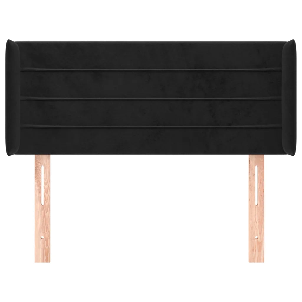 Testiera ad Orecchio-Testata con Orecchie Nera 103x16x78/88 cm in Velluto 926862