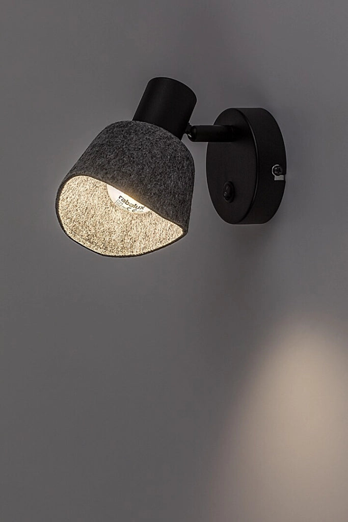 Applique Rabalux Farelia feltro grigio nero orientabile E14