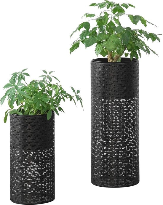 Set di 2 Vasi di Fiori Neri in Metallo Standard