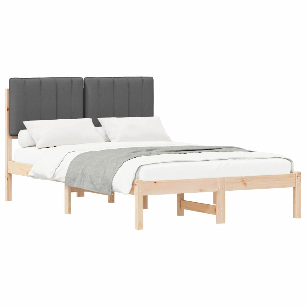 Letto con Testiera Rivestita Grigio Naturale e Scuro 878050