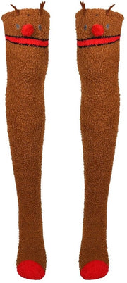 Calze da neve alta per donne/bambine con disegno renna - Fuzzy/Comfortevole - Polyester - Ideali per bambine/donne - Perfetti per Natale