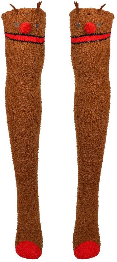 Calze da neve alta per donne/bambine con disegno renna - Fuzzy/Comfortevole - Polyester - Ideali per bambine/donne - Perfetti per Natale