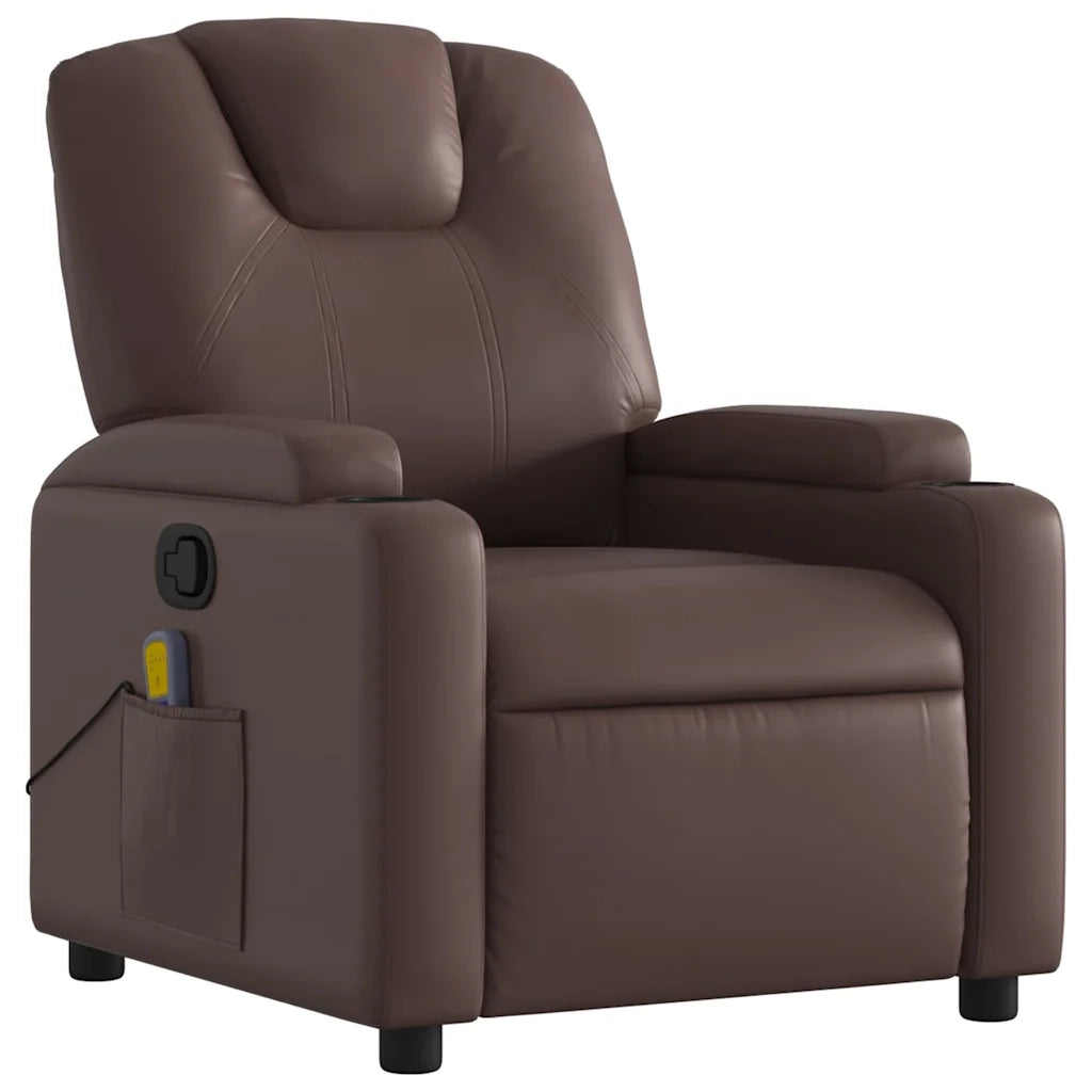 Poltrona Massaggiante | Sedia Relax Reclinabile marrone in Similpelle