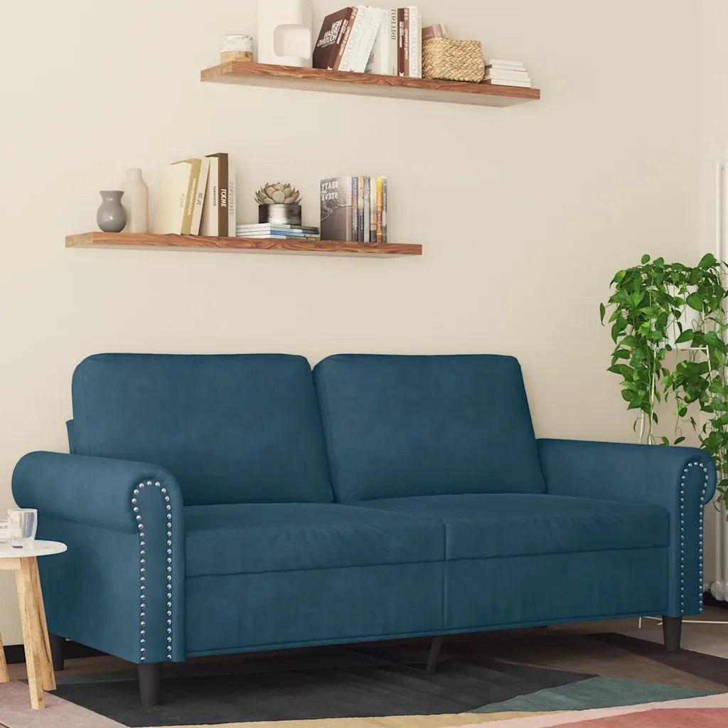 Divano a 2 Posti Blu 140 cm in Velluto 359538