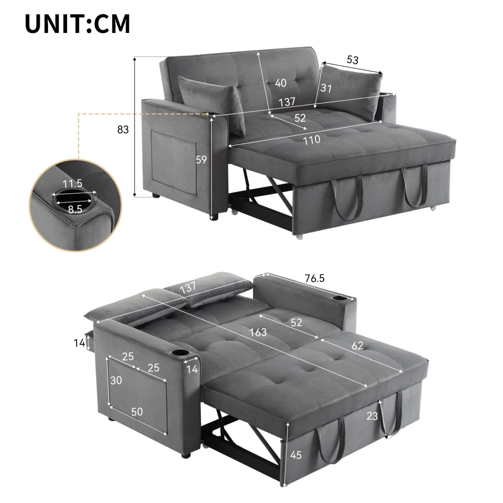 Divano letto pieghevole - Zephmum- Con porta-bicchieri e cuscini