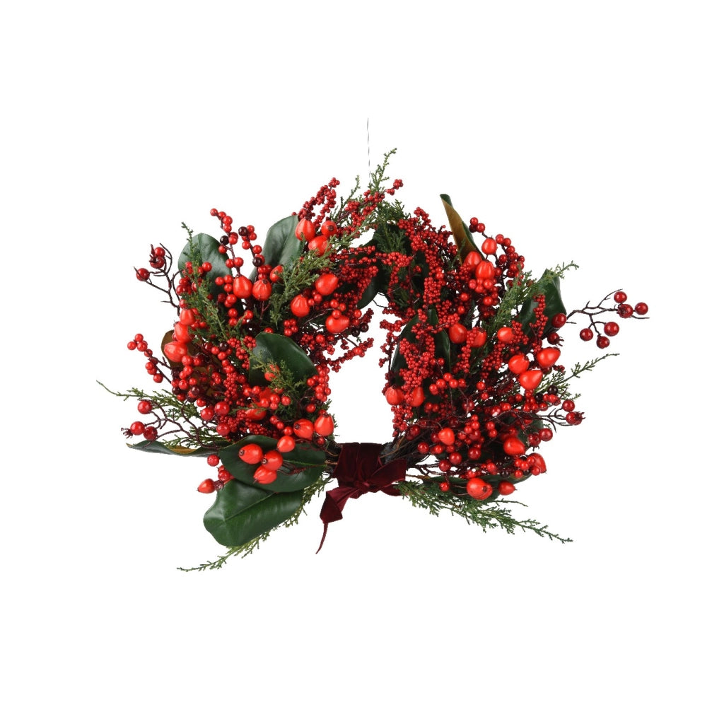 Grande ghirlanda di bacche rosse d40 H13cm