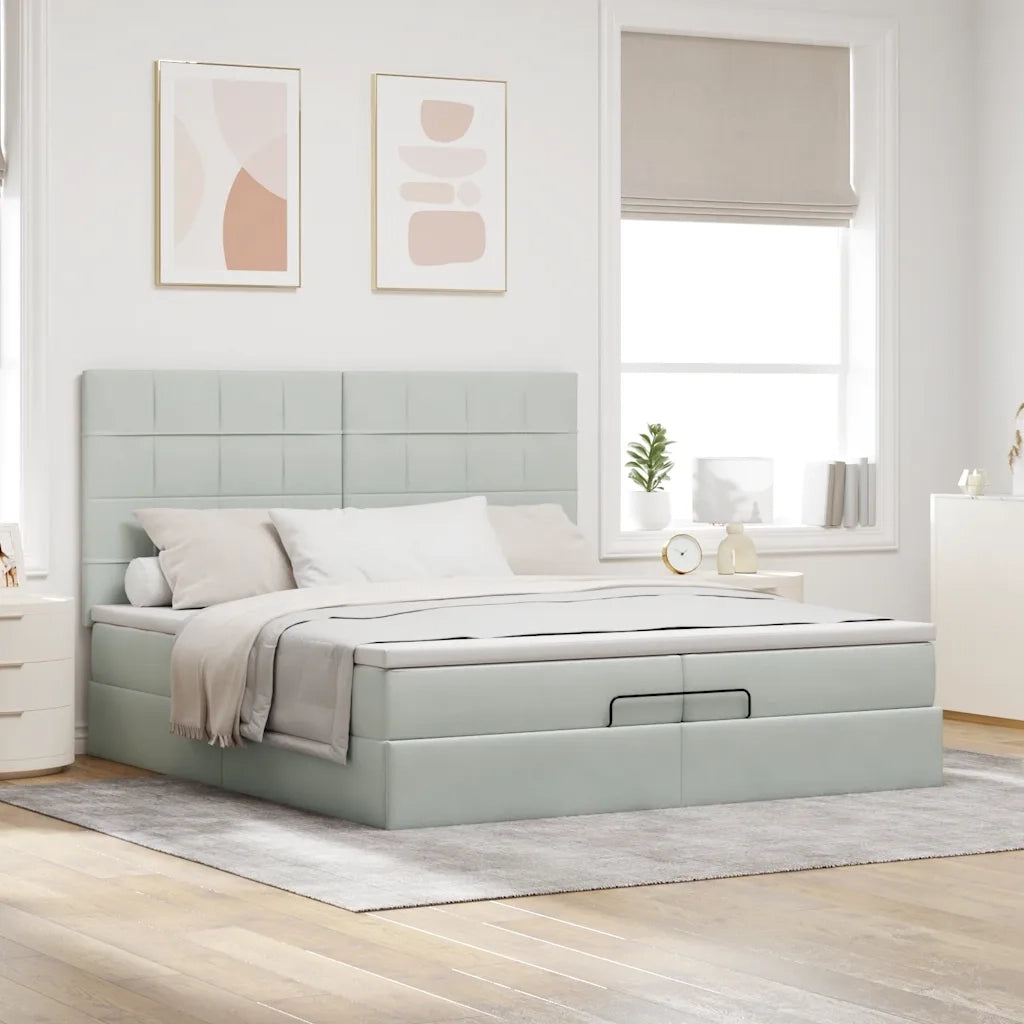 Struttura Letto Pouf con Materassi 200x200 cm Velluto 3314342
