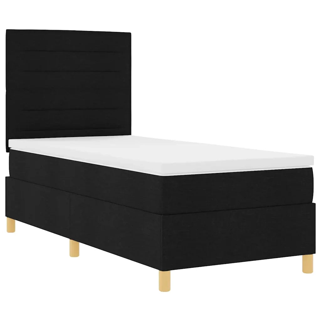 Letto a Sorgente LED con materasso Nero 80 x 200 cm Tessuto