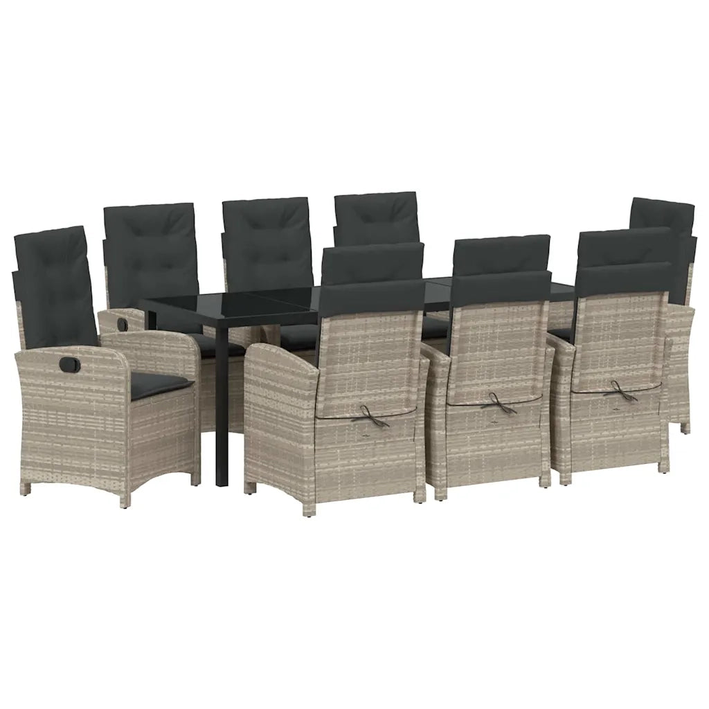 Set da Pranzo per Giardino 9 pcs Grigio chiaro polyrattan 3380301