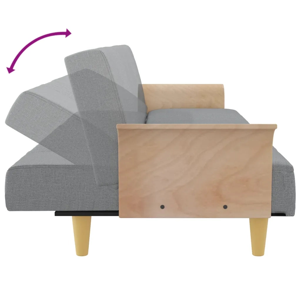 Divano Letto con Braccioli-Sofa Letto-Daybed Grigio Chiaro in Tessuto