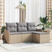 Set Divano da Giardino con archiviazione 4 pcs Beige polyrattan