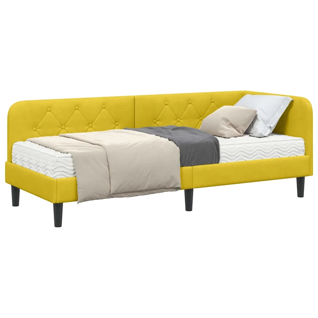 Cornice del letto ad angolo Giallo 80 x 200 cm Velluto