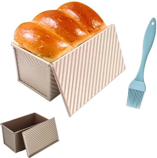 Forma da Pane Piccola - Forma da Pane con Coperchio - Forma per Pane/Crostata - Pennello in Gomma Incluso - Facile da Trasportare - Spaziosa e Pieghevole