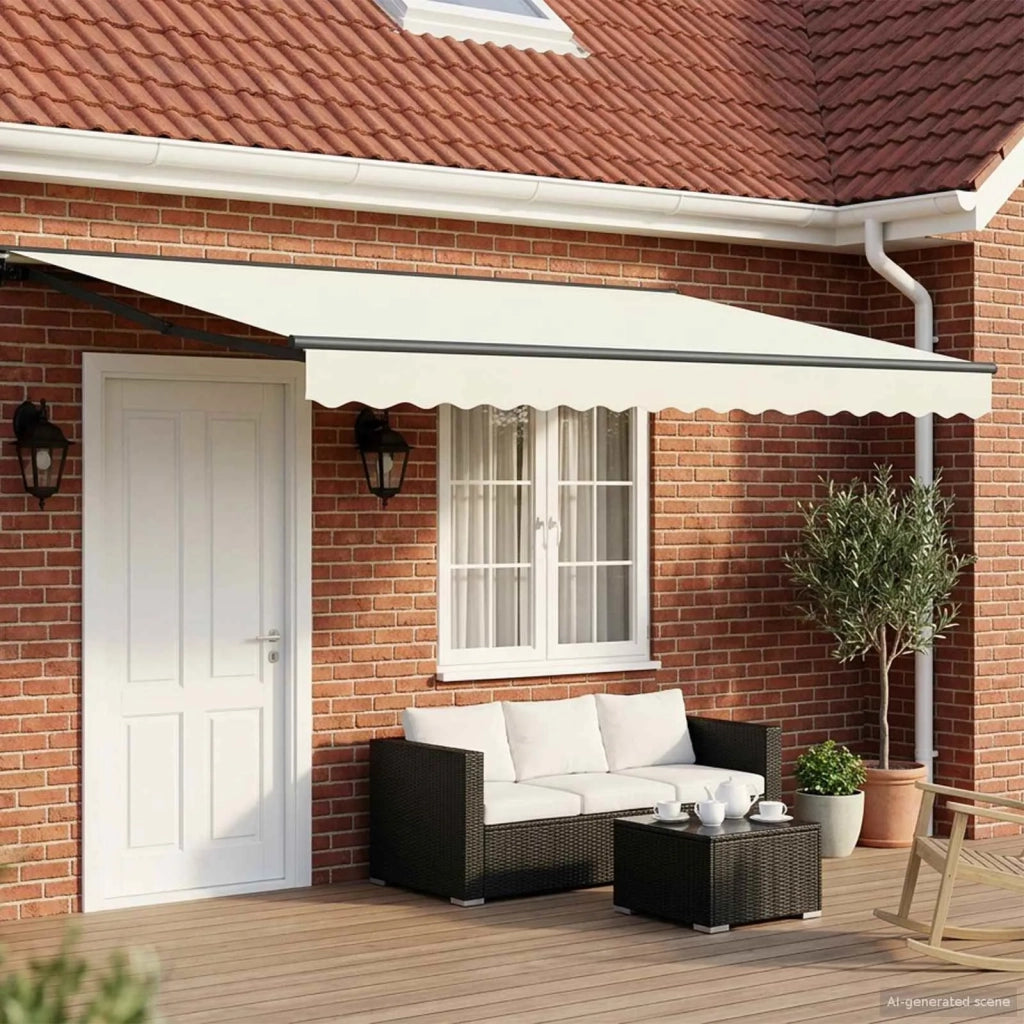 Cornice per Tenda Manuale con LED Crema e Antracite 4 × 3 m 3420839