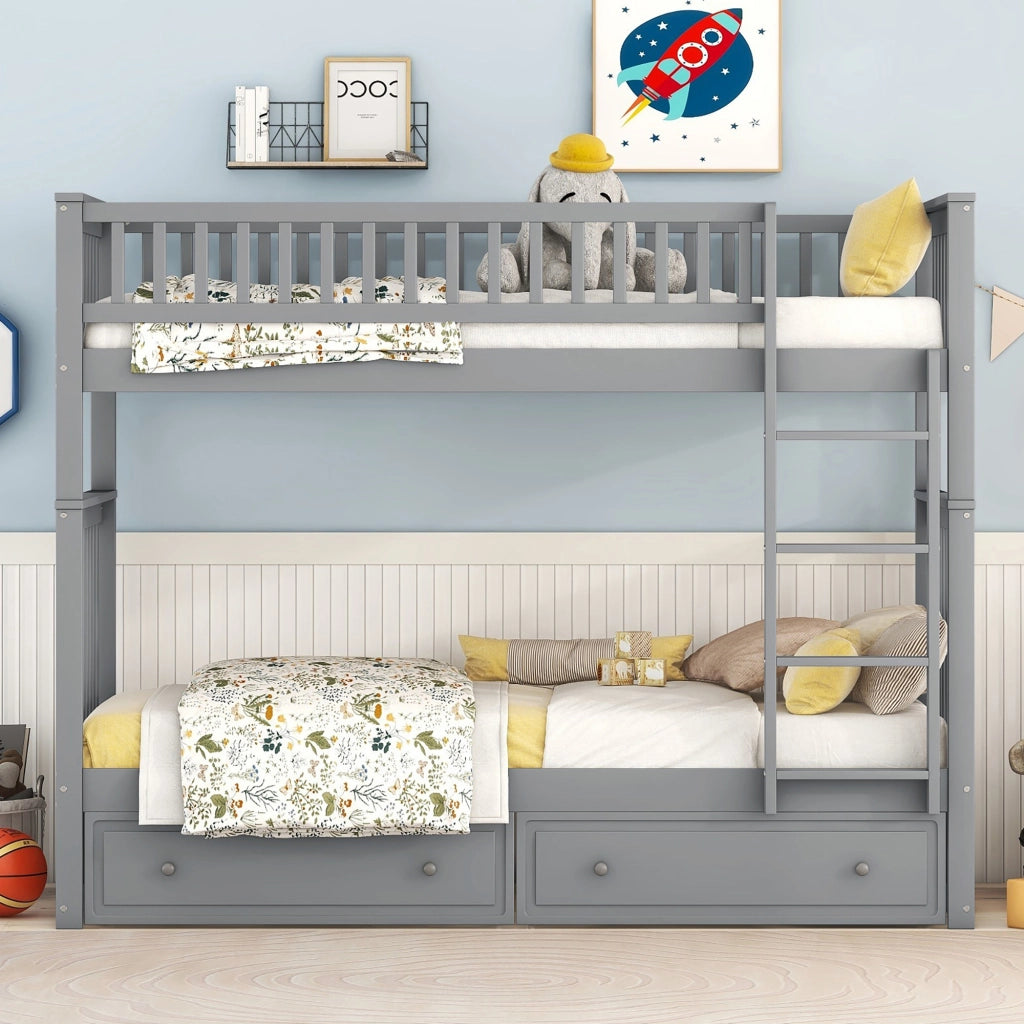 Letto a Castello con Cassetti Cabrio ¨C MINIMAL ¨C Grigio 90x200