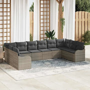 Set Divano da Giardino 10 pcs Grigio chiaro Poly Rattan