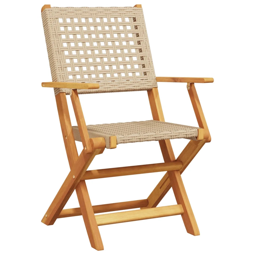 Set da Bistrot 3 pz Beige in Polyrattan e Legno Massello 3281852