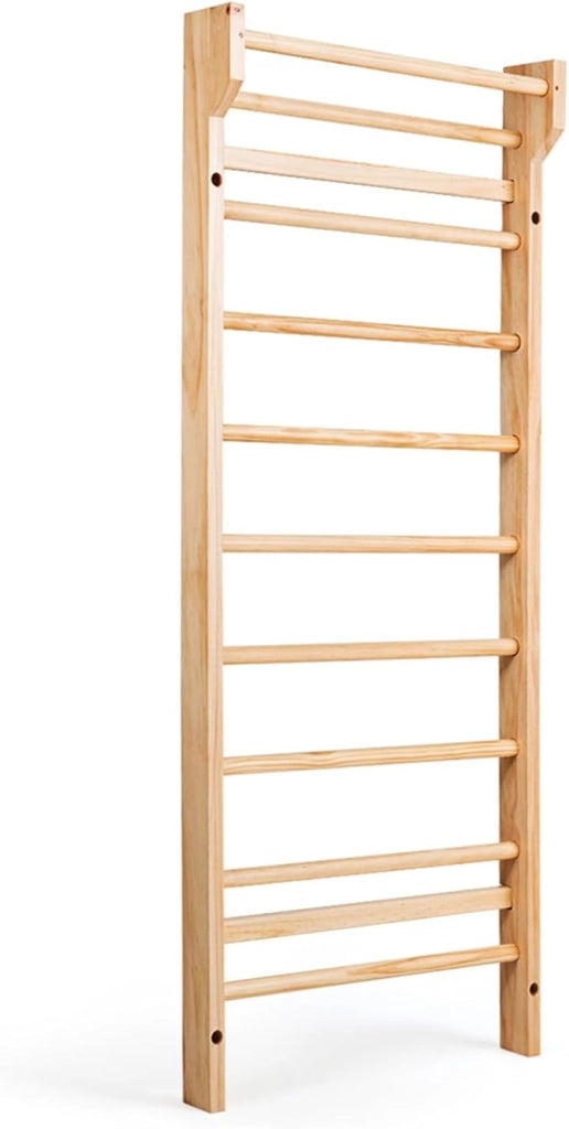 Spalliera Svedese Adulti e Bambini, Scala Svedese in Legno a 10 Gradini, Spalliera Palestra e Casa, Carico Massimo 100 kg, 195 x 80 x 14 cm