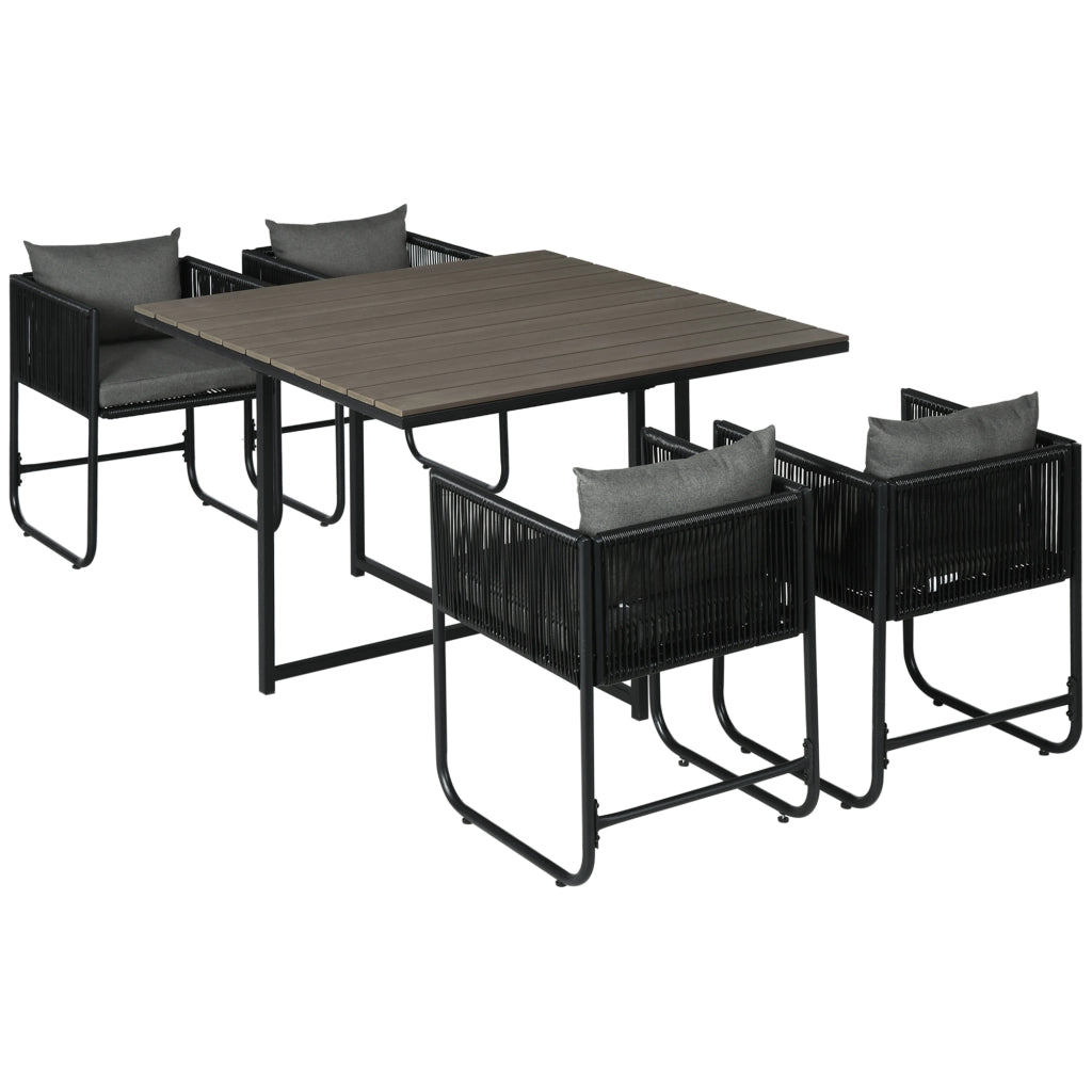Set Giardino 5 Pezzi ¨C zephmum ¨C Polyrattan Grigio Nero